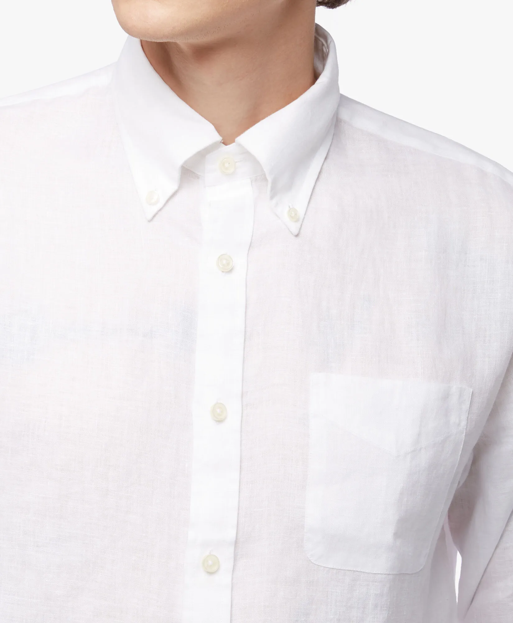 Camisa informal para hombre blanca de corte regular en lino irlandés