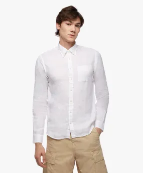 Camisa informal para hombre blanca de corte slim en lino irlandés