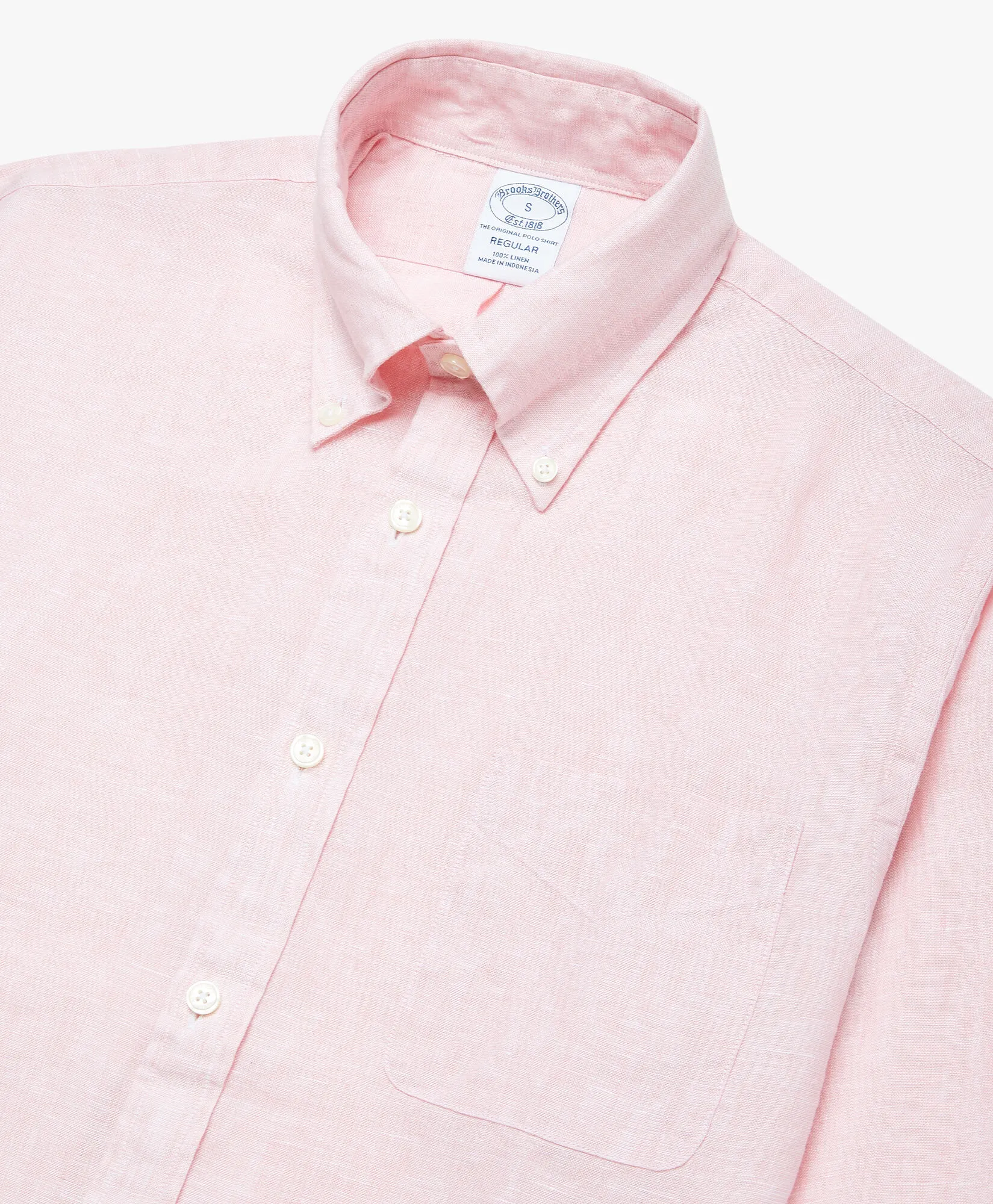 Camisa informal para hombre rosa pastel de corte regular en lino irlandés