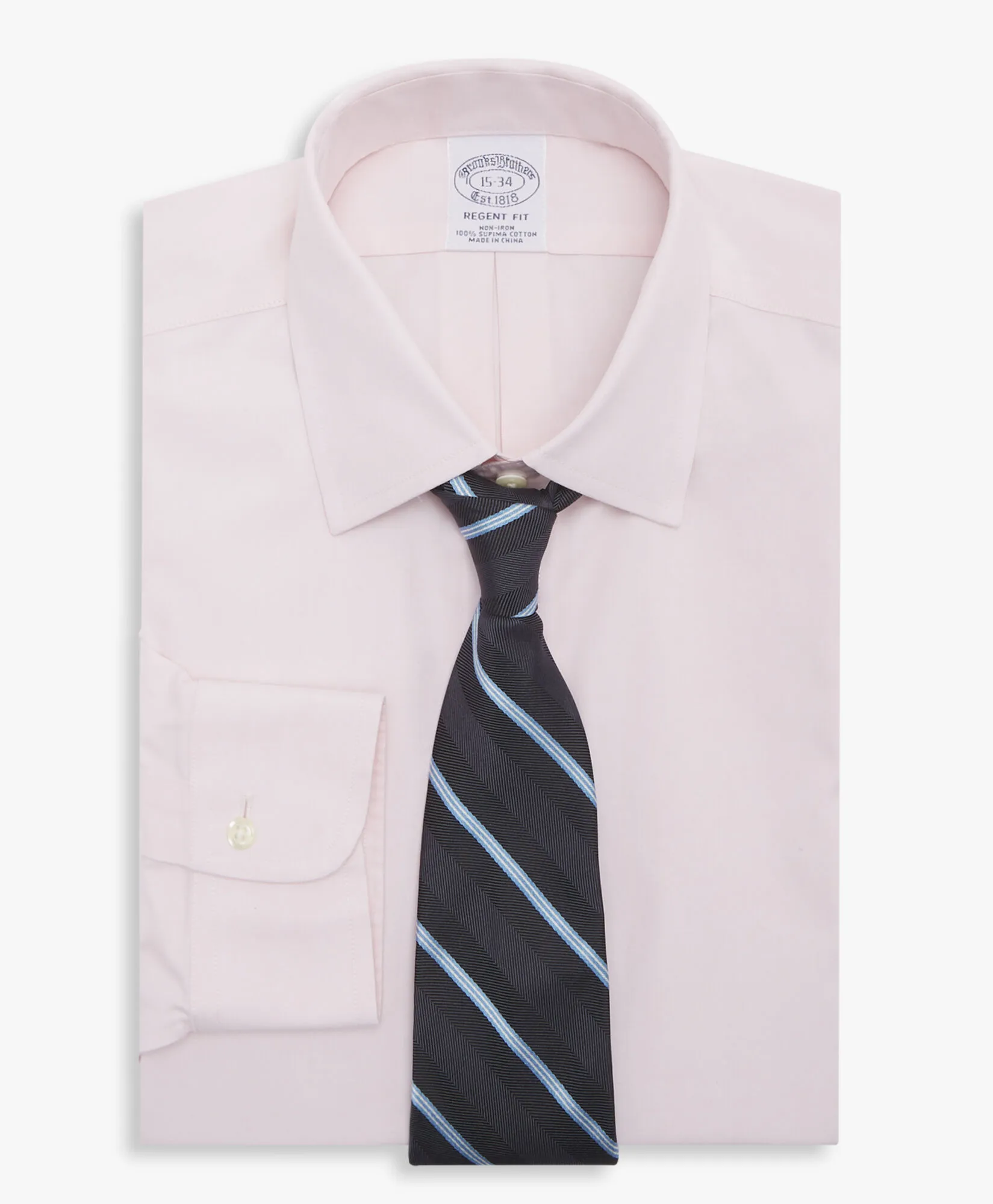 Camisa rosa pastel regular fit non-iron de algodón con cuello ainsley