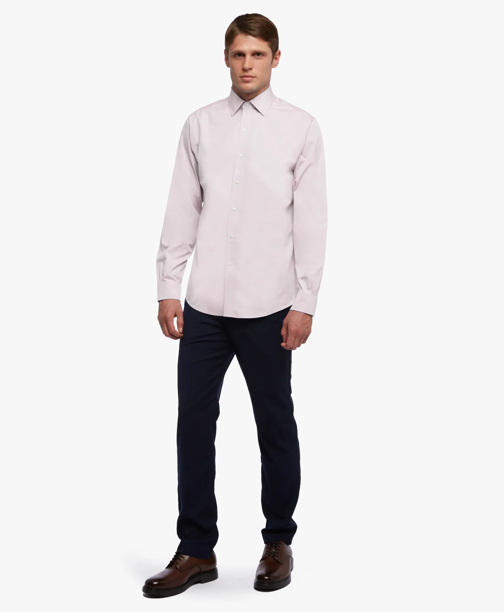 Camisa rosa pastel regular fit non-iron de algodón con cuello ainsley