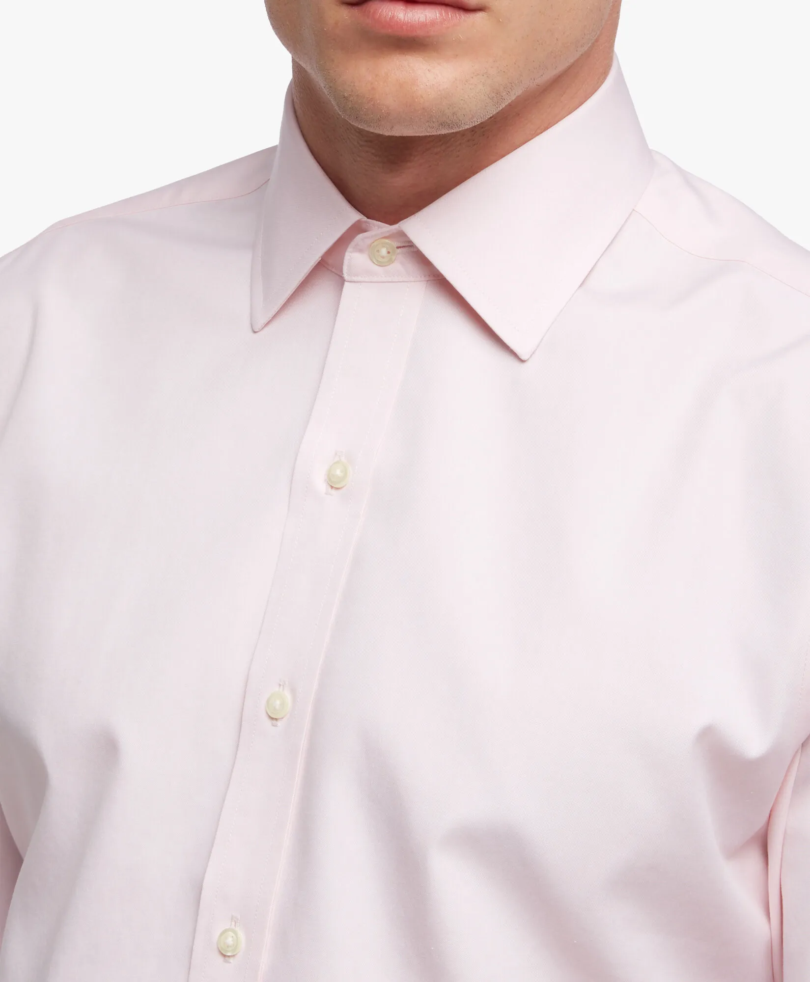 Camisa rosa pastel regular fit non-iron de algodón con cuello ainsley