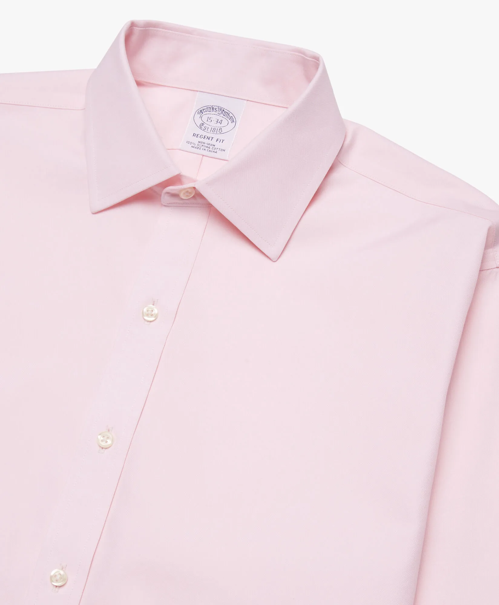 Camisa rosa pastel regular fit non-iron de algodón con cuello ainsley