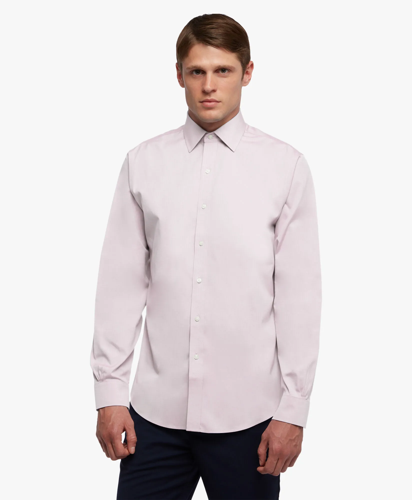 Camisa rosa pastel regular fit non-iron de algodón con cuello ainsley