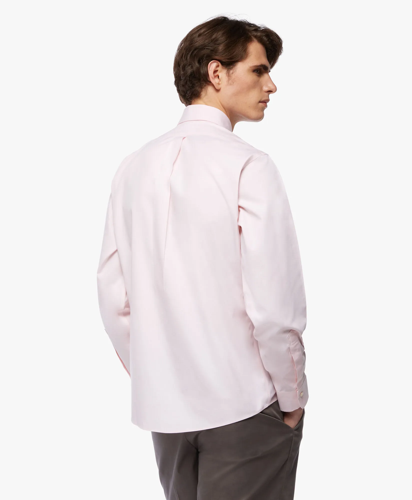 Camisa rosa pastel regular fit non-iron de algodón con cuello button down