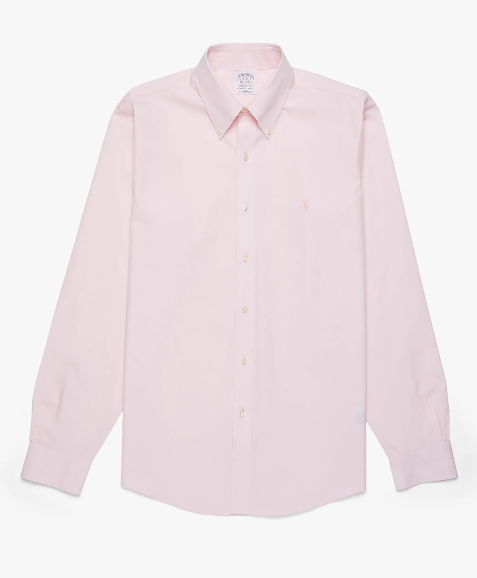 Camisa rosa pastel regular fit non-iron de algodón con cuello button down