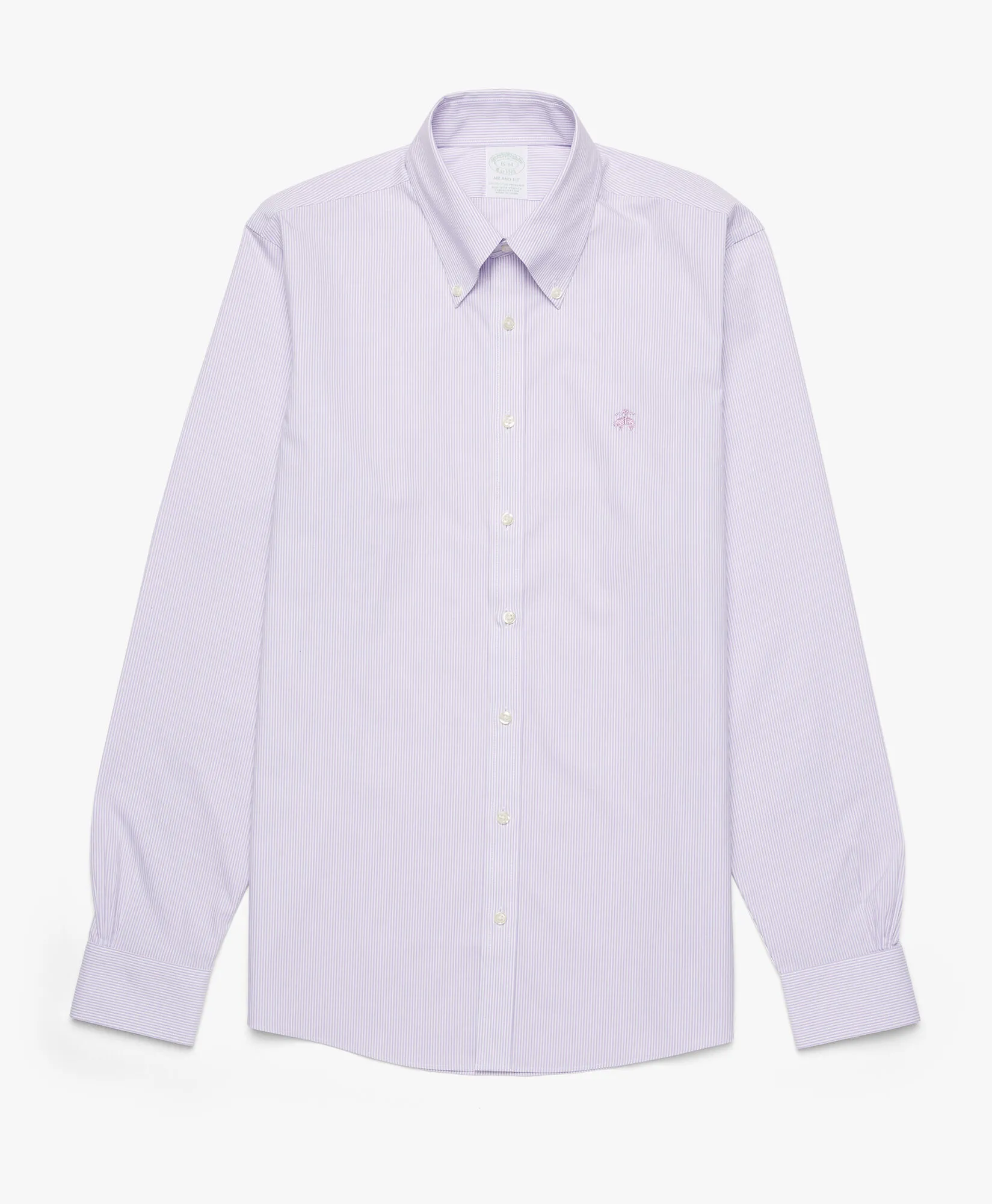 Camisa violeta pastel slim fit non-iron de algodón elástico con cuello button down