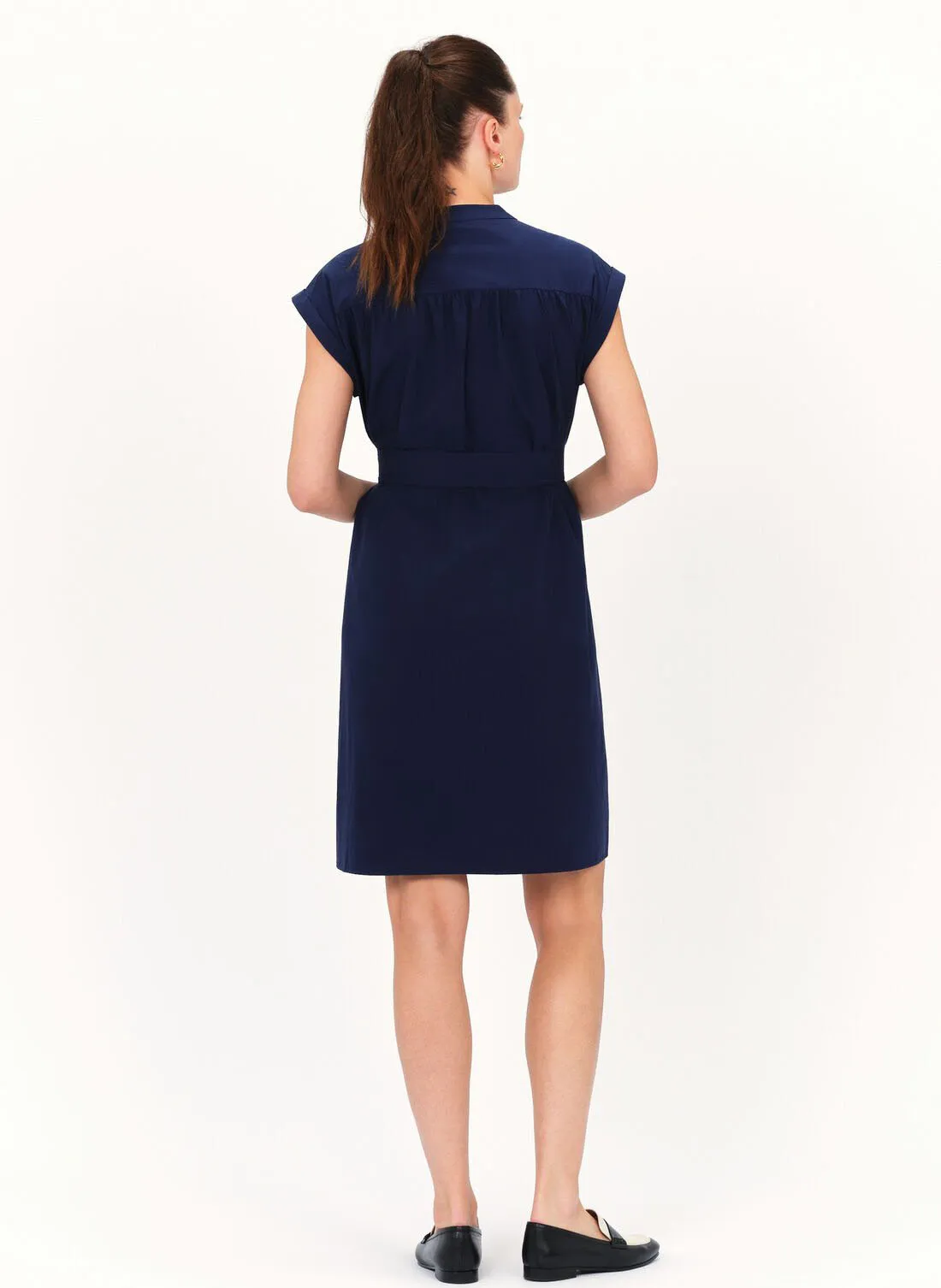 CAROLL RODILE - Vestido midi cuello dividido en azul