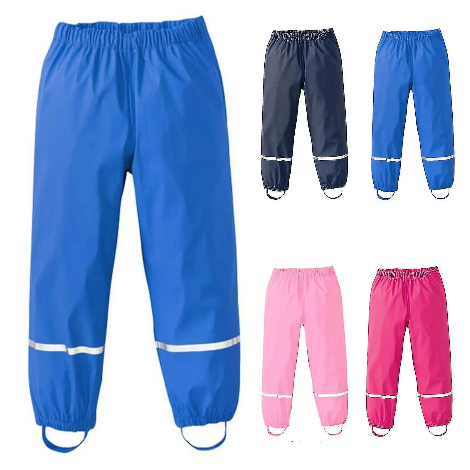 Children's Rain Pants Waterproof Breathable Buddelhose Mud Pants For Girls Boys 98 Navy Blue