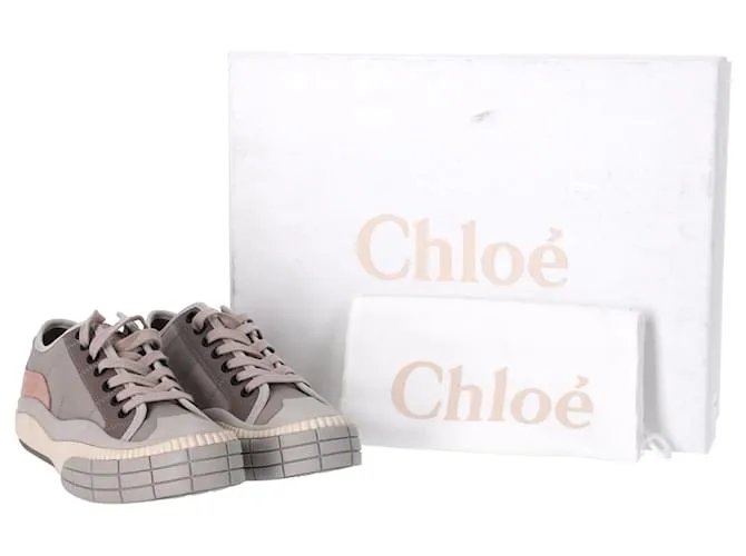 Chloé Zapatillas Chloe Clint de nailon gris Impresión de pitón 