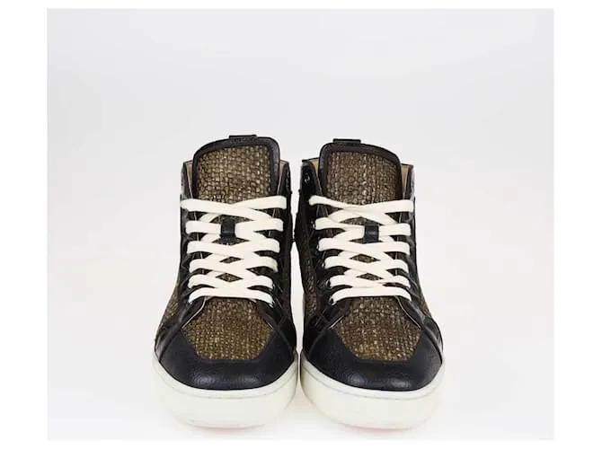 Christian Louboutin Zapatillas altas Rantus de rafia negras/marrones Negro 