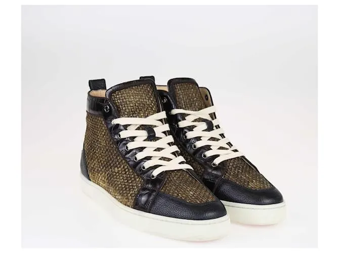 Christian Louboutin Zapatillas altas Rantus de rafia negras/marrones Negro 