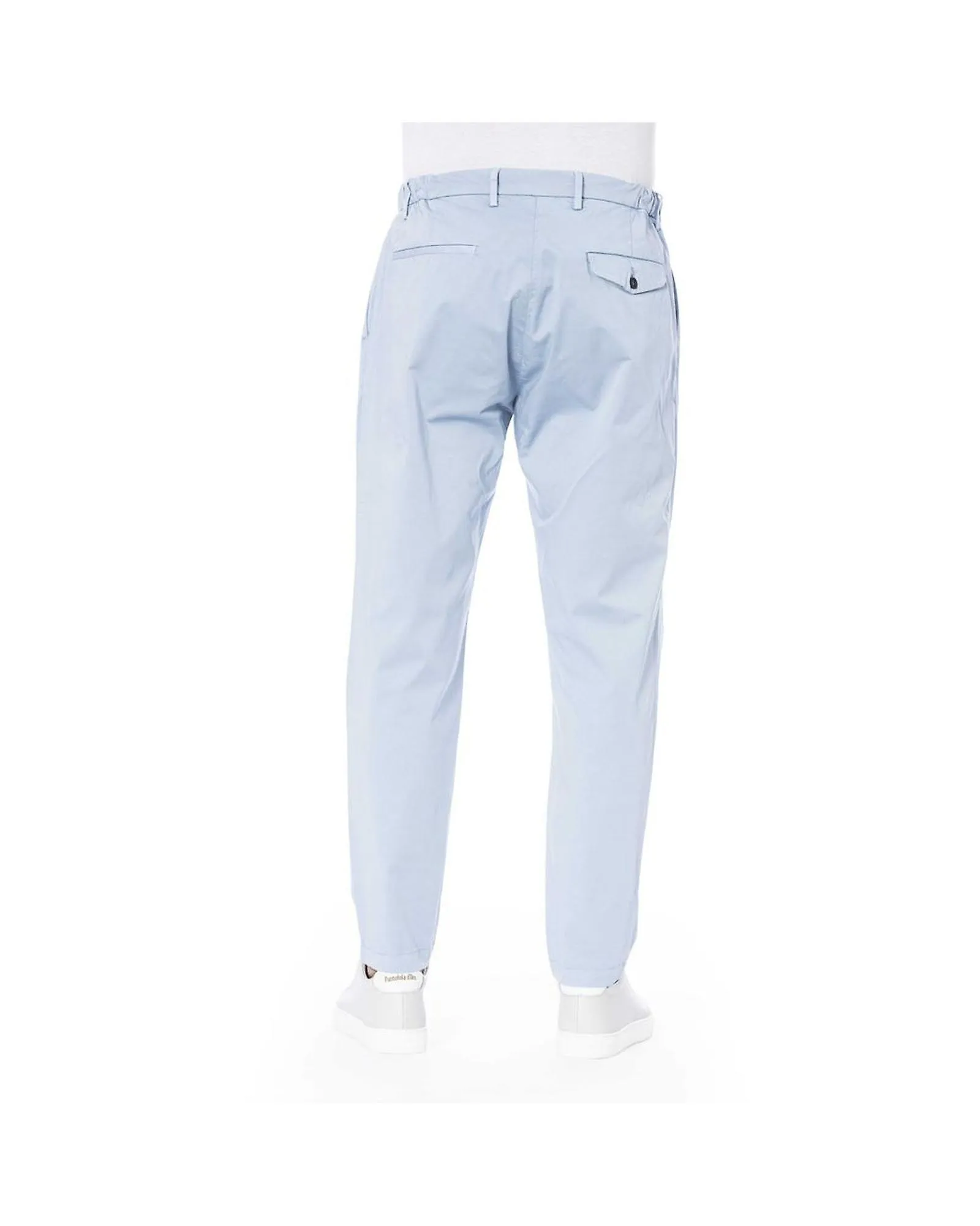 Distretto12 Cotton Blue Buttoned Pants with Side and Back Pockets