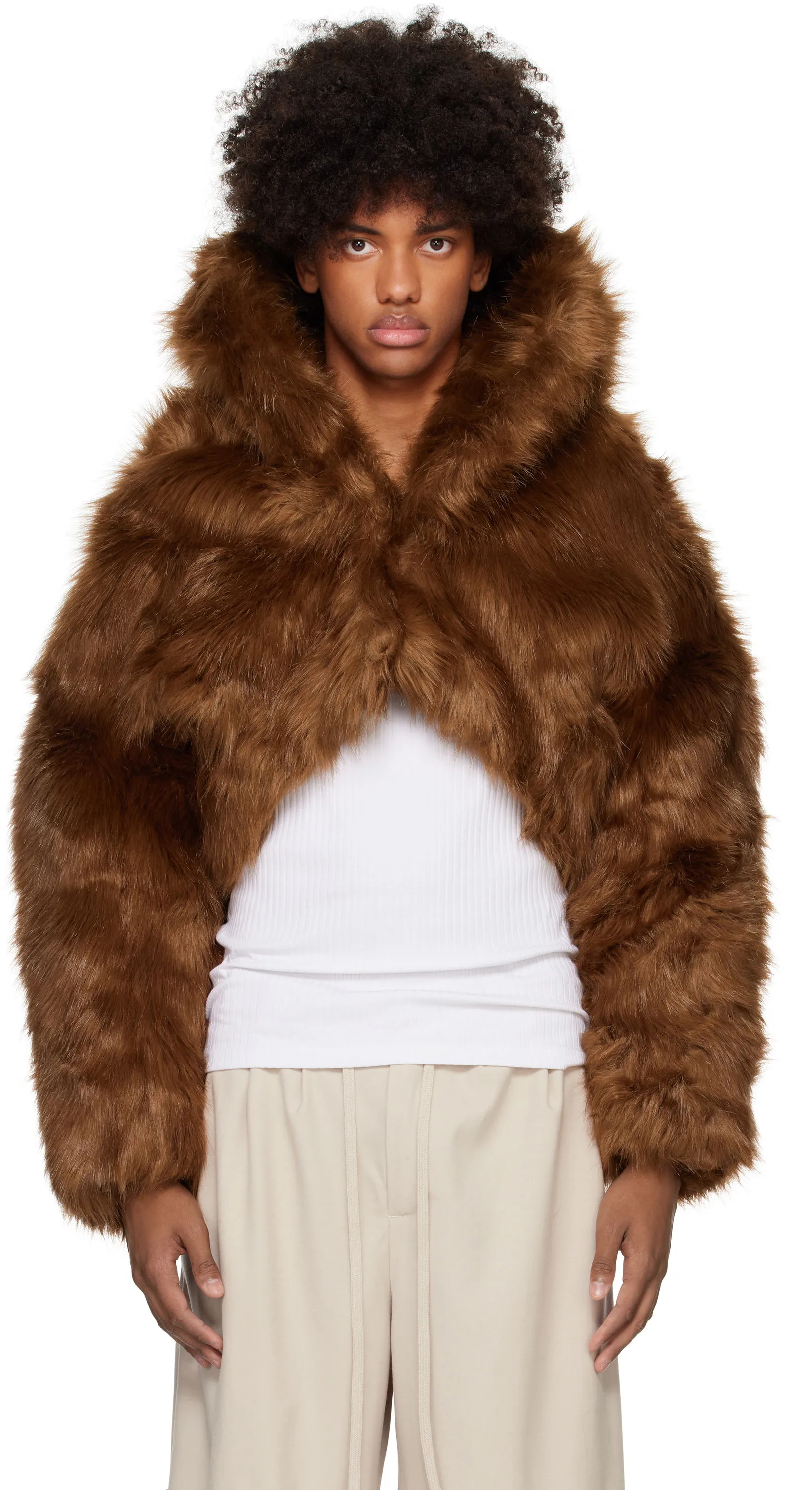 Entire Studios Faux-Fur Crop Jacket