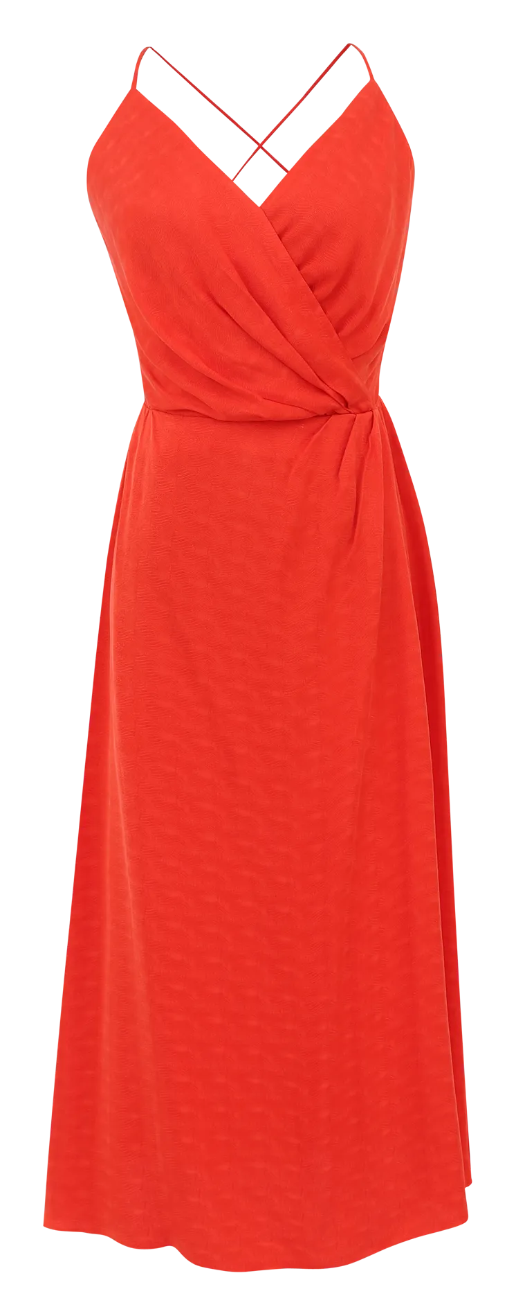 FRNCH VALIA - Vestido midi recto con escote cruzado en rojo