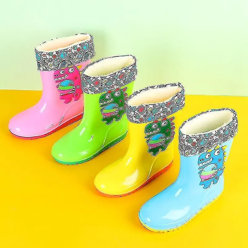 Galoshes Dinosaur Boy Student Water Shoes With Cotton Rain Boots In The Middle Tube Girl Big Children Galoshes Overshoes