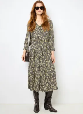 GERARD DAREL SOLYA - Vestido camisero estampado con caída natural  en caqui