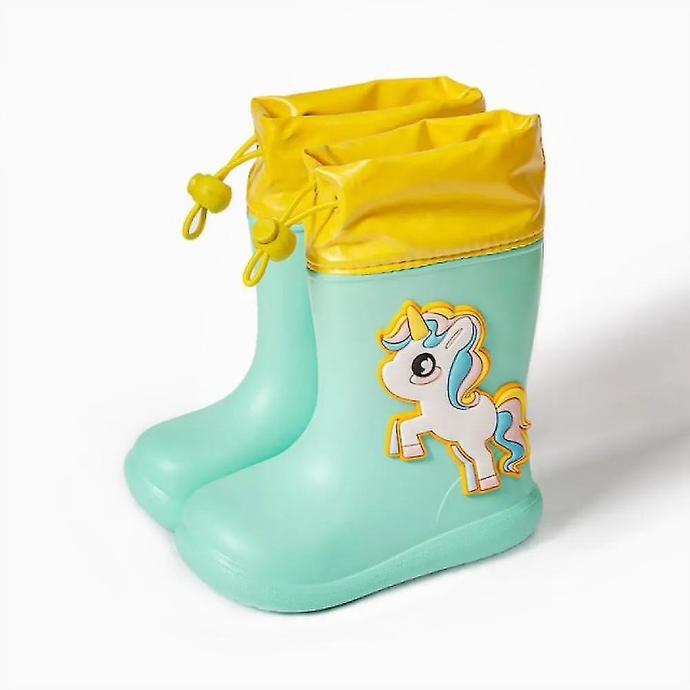 Green unicorn 140cartoon unicorn dinosaur children rain boots lace up eva soft boys girls rain shoes light waterproof non slip k