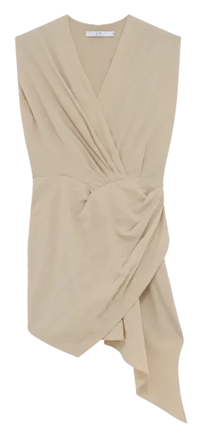 IRO ULSA - Vestido corto drapeado sin mangas en beige