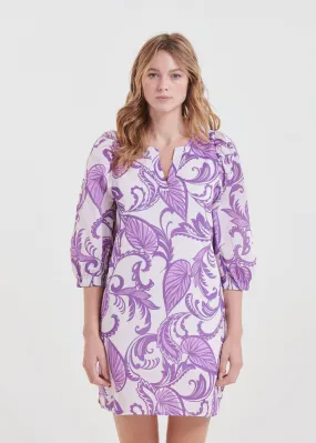 LA FEE MARABOUTEE Vestido corto de algodón estampado en violeta