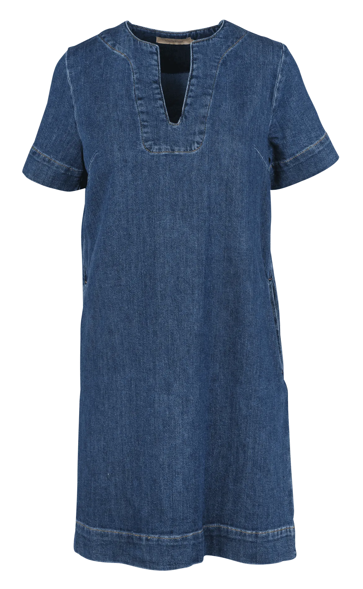 LA FEE MARABOUTEE Vestido midi de denim de algodón orgánico en azul