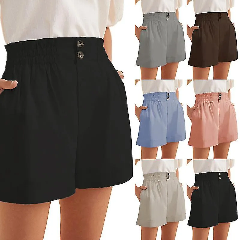 Ladies Fashion Solid Color Short Hot Pants Women Hawaii Elastic High Waist