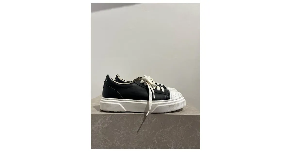 MAISON MARTIN MARGIELA Zapatillas T.UE 37 Cuero Negro 