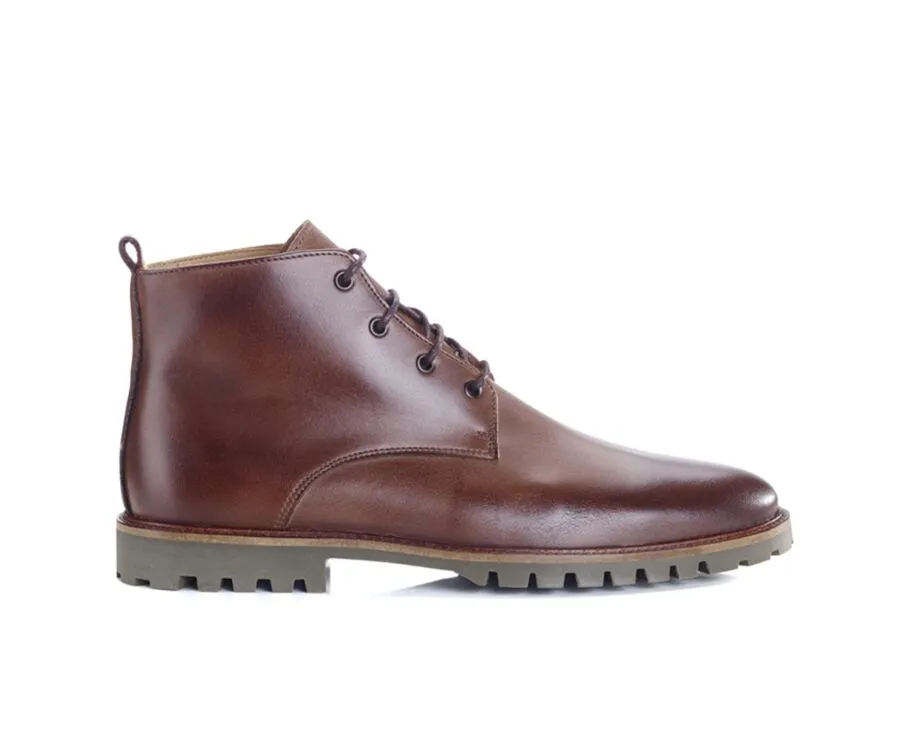 Men's rubber outsole boots chocolate patina - CANFIELD GOMME