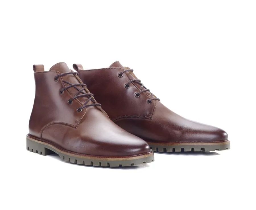 Men's rubber outsole boots chocolate patina - CANFIELD GOMME