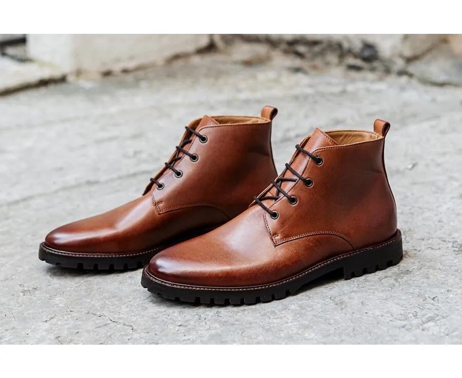 Men's rubber outsole boots Cognac patina - CANFIELD GOMME