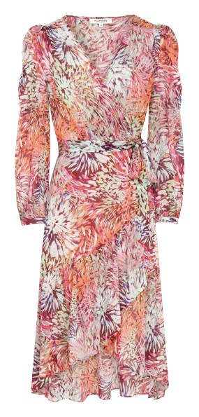 MORGAN RLOUK.F - Vestido midi estampado con cuello de pico en multicolor