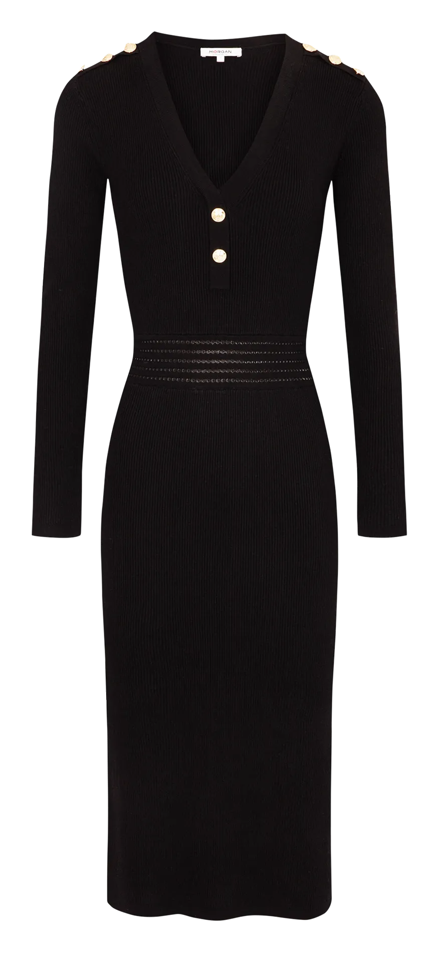 MORGAN RMBROOK - Vestido corto con cuello de pico en negro