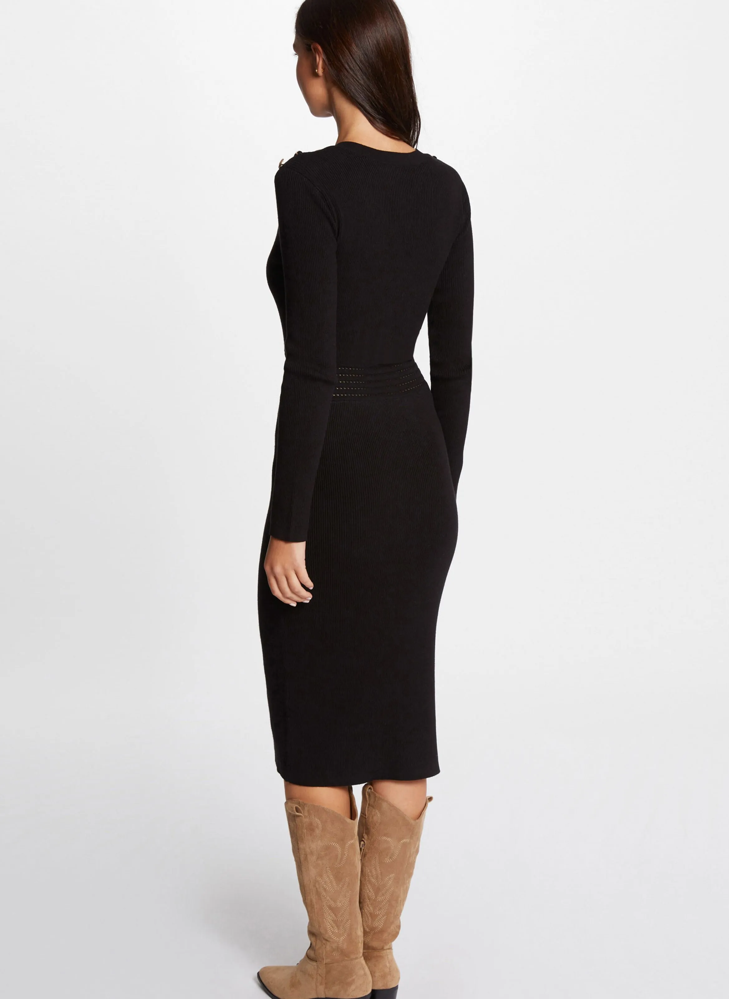 MORGAN RMBROOK - Vestido corto con cuello de pico en negro