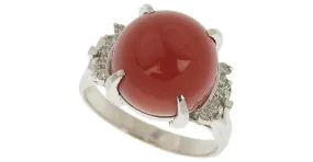 Otras joyas & Other Stories Anillo Coral Natural, PT900, Coral 11MM, pavimentar diamante 0.11ct, tamaño 11.5, Platino, para 