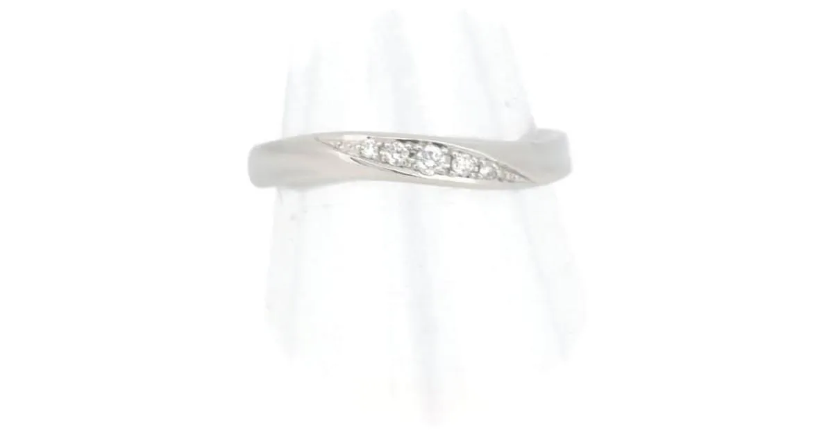 Otras joyas & Other Stories Anillo de diamante Royal Asscher PT950 Platino 0.04ct Talla 8 en excelente estado Plata 