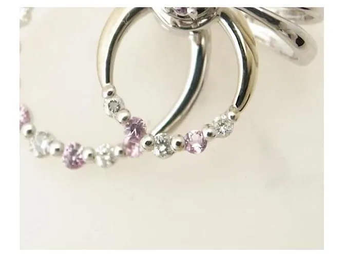 Otras joyas & Other Stories Colgante de zafiro rosa y diamante K18WG 0.40 0.20 en excelente estado Plata 