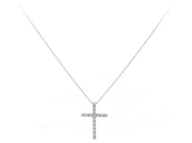 Otras joyas & Other Stories Collar cruz de diamante K18WG 0.16ct en oro blanco en excelente estado Plata 