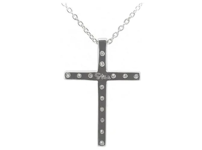 Otras joyas & Other Stories Collar cruz de diamante K18WG 0.16ct en oro blanco en excelente estado Plata 