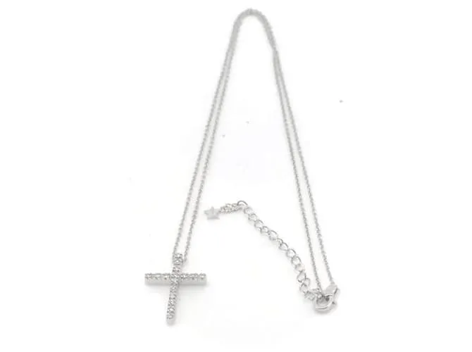 Otras joyas & Other Stories Collar cruz de diamante K18WG 0.16ct en oro blanco en excelente estado Plata 