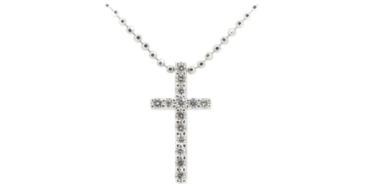 Otras joyas & Other Stories Collar de diamante Vendome Aoyama Cross 0.12ct K18WG oro blanco en excelente estado Plata 