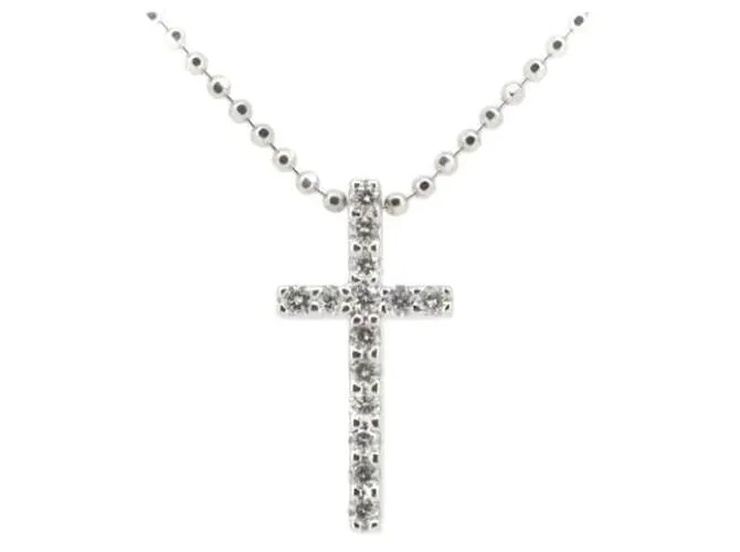 Otras joyas & Other Stories Collar de diamante Vendome Aoyama Cross 0.12ct K18WG oro blanco en excelente estado Plata 