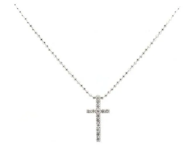 Otras joyas & Other Stories Collar de diamante Vendome Aoyama Cross 0.12ct K18WG oro blanco en excelente estado Plata 