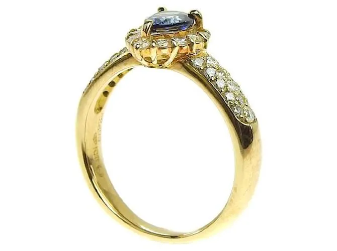 Otras joyas & Other Stories Impresionante zafiro 0.77ct, diamante 0.50ct, 4.7G k18Anillo YG de Oro Amarillo, tamaño 13 Para 