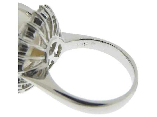 Otras joyas & Other Stories Platino PT900 Anillo con 13.1mm Blanco Perla y 1.09ct diamantes cuerpo a cuerpo, tamaño 11, para