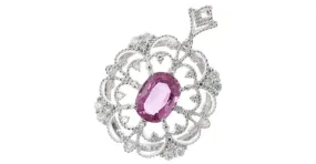 Otras joyas & Other Stories Precioso zafiro rosa 1.46ct, diamante cuerpo a cuerpo 0.25ct, PT900 Colgante de platino para muj