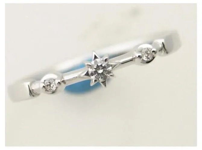 Otras joyas & Other Stories Star Jewelry - Anillo Diseño Estrella con D0.04ct 3P Diamante en K18 ORO BLANCO, tamaño 11, Plat