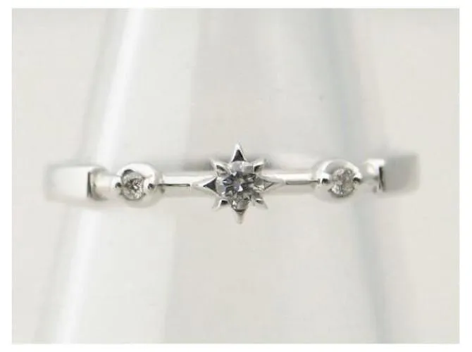 Otras joyas & Other Stories Star Jewelry - Anillo Diseño Estrella con D0.04ct 3P Diamante en K18 ORO BLANCO, tamaño 11, Plat