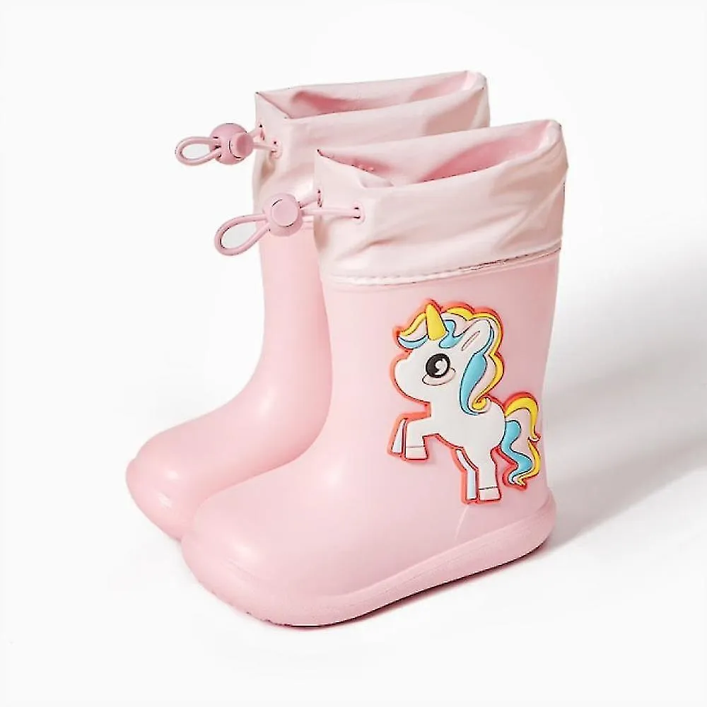 Pink unicorn 150cartoon unicorn dinosaur children rain boots lace up eva soft boys girls rain shoes light waterproof non slip ki