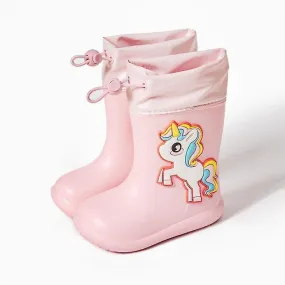 Pink unicorn 150cartoon unicorn dinosaur children rain boots lace up eva soft boys girls rain shoes light waterproof non slip ki