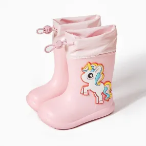 Pink unicorn 190cartoon unicorn dinosaur children rain boots lace up eva soft boys girls rain shoes light waterproof non slip ki